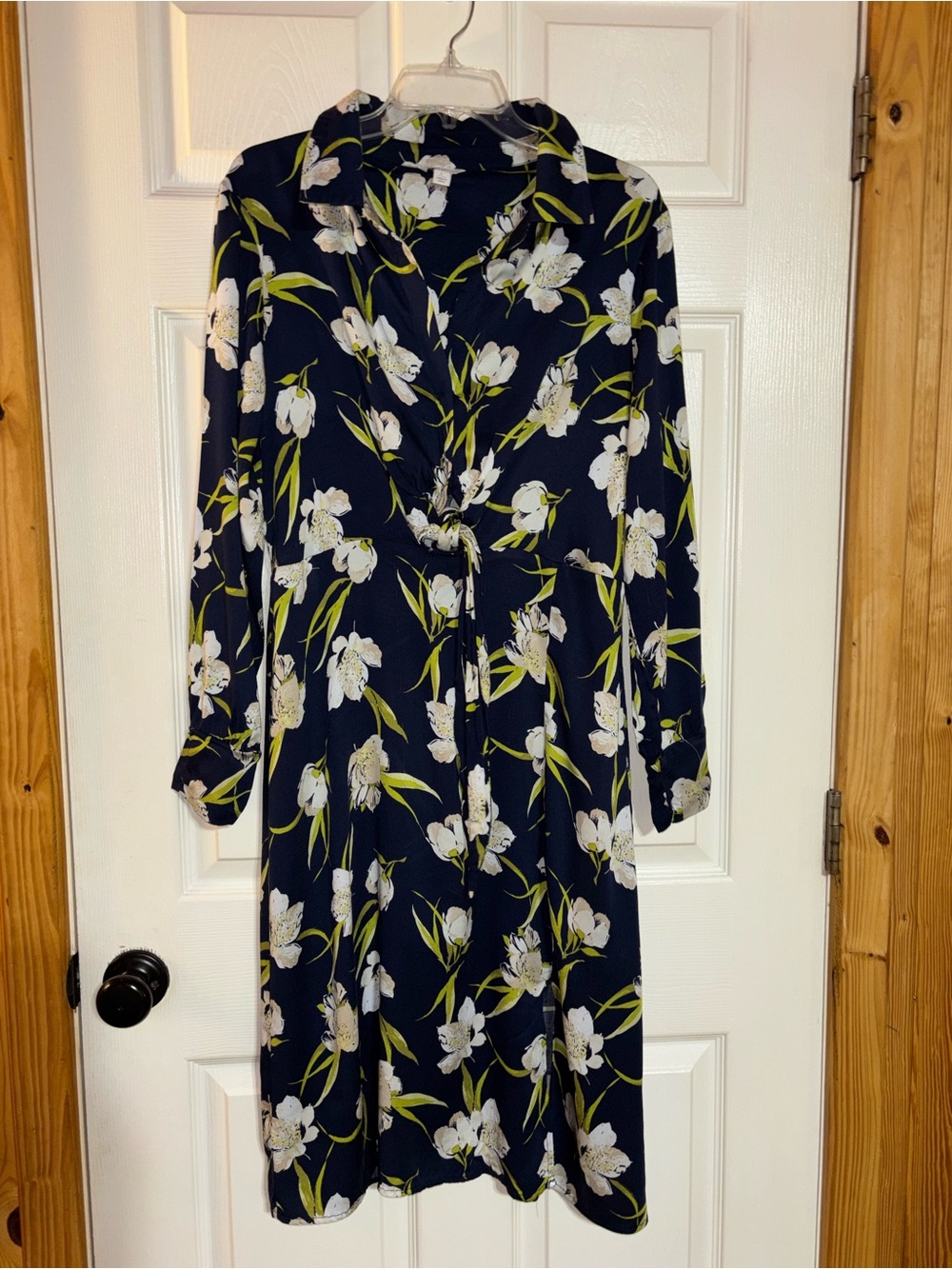 Cato Navy Floral Long Sleeve Wrap Dress